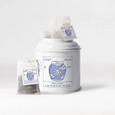 Organic A.M Morning Blend - 15x Cotton Tea Bags Tea Tin