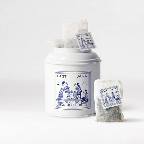 Organic Cosmic Herbal Blend - 15x Cotton Tea Bags Tea Tin