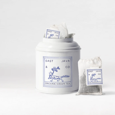 Organic Green Tea - 15x Cotton Tea Bags Tea Tin