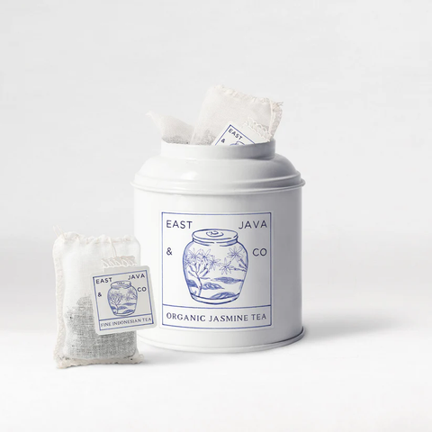 Organic Jasmine Tea - 15x Cotton Tea Bags Tea Tin