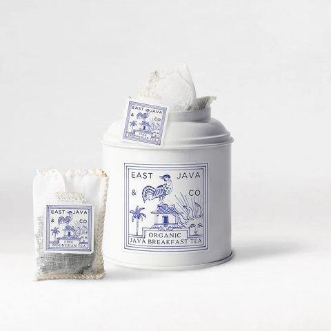 Organic Java Breakfast - 15x Cotton Tea Bags Tea Tin