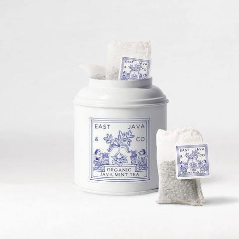 Organic Java Mint Tea - 15x Cotton Tea Bags Tea Tin