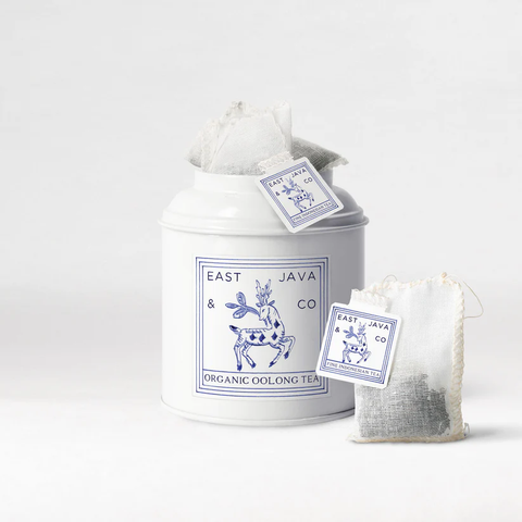 Organic Oolong Tea - 15x Cotton Tea Bags Tea Tin
