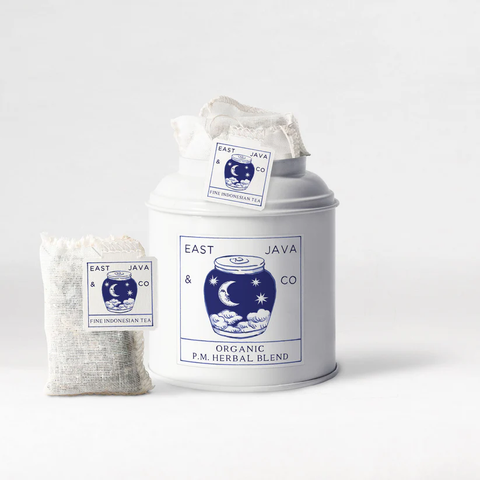 Organic P.M Herbal Blend - 15x Cotton Tea Bags Tea Tin