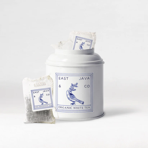 Organic White Tea - 15x Cotton Tea Bags Tea Tin
