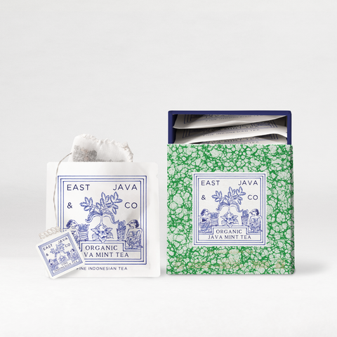 Organic Java Mint Tea - 10x Cotton Tea Bags Gift Box